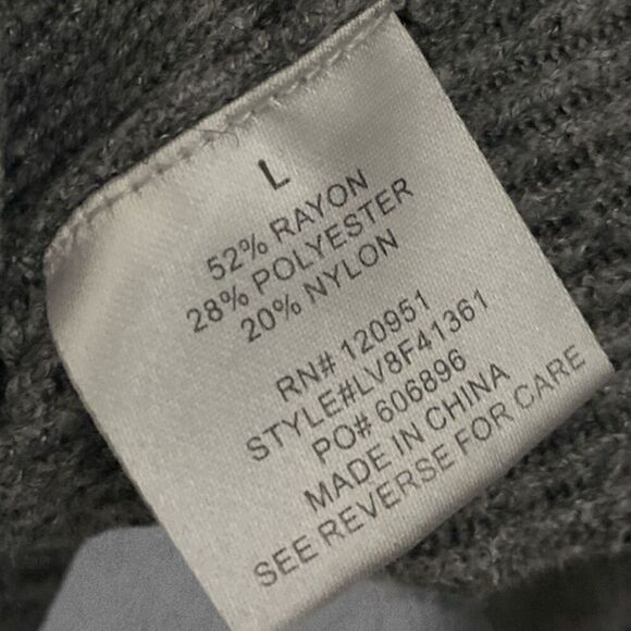 OLIVE + OAK | Light Gray V-Neck Ribbed Notch Pullover Sweater Size L - Picture 6 of 7